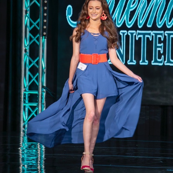 Periwinkle Romper w/ Overskirt - Picture 3 of 8